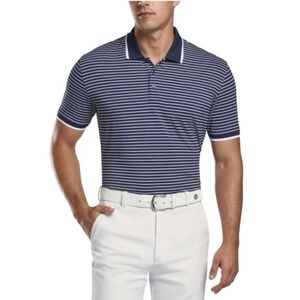 G/Fore Perforated Wide Stripe Golf Polo Shirt Twilight Blue Size Medium *Read*